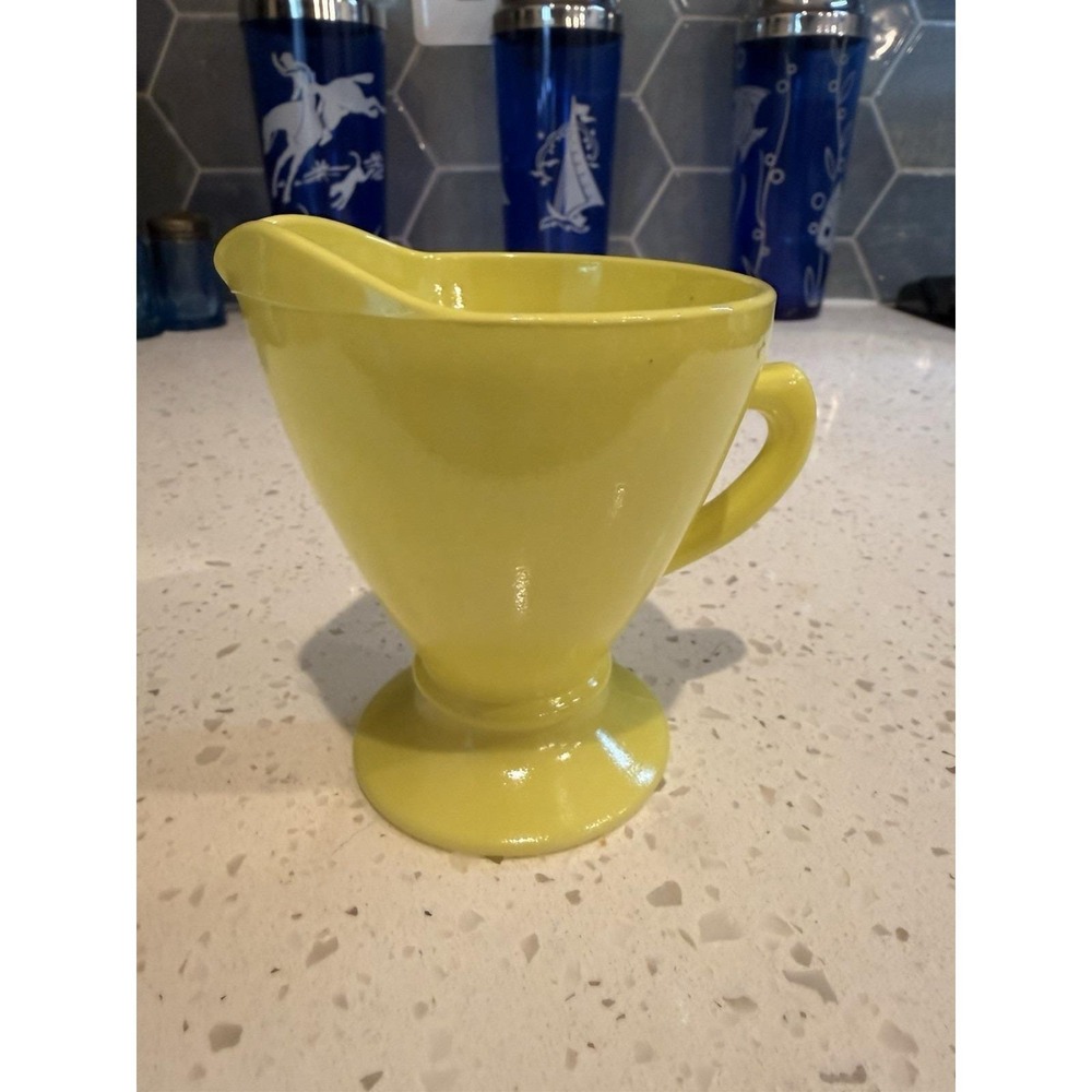 Hazel Atlas Ovide Lemon Yellow Creamer Mid Century Modern Depression Glass